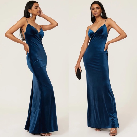 Katie May Dresses & Skirts - Katie May Ariel Velvet Gown Maxi Dress in Navy Blue Size XL